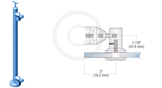 C.R. Laurence CRL P7 Series 42&quot; Custom Finish End Post Fixed Fitting Railing Kit | P7F42EC