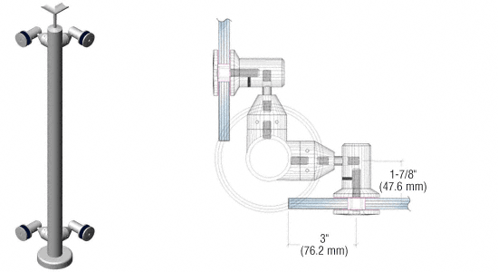 C.R. Laurence CRL Polished Stainless P7 Series 42&quot; Corner Post Fixed Fitting Railing Kit | P7F42LPS