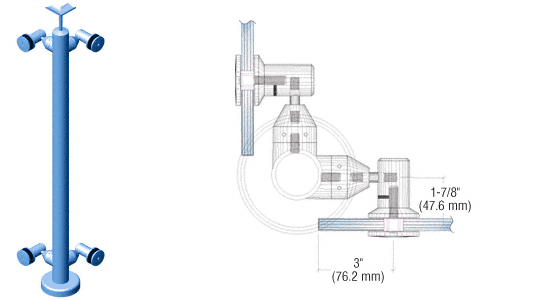 C.R. Laurence CRL P7 Series 42&quot; Custom Finish 90 Degree Corner Post Fixed Fitting Railing Kit | P7F42LC