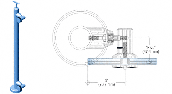 C.R. Laurence CRL Custom Finish P7 Series 36&quot; End Post Swivel Fitting Railing Kit | P7S36EC