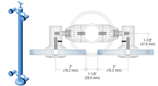 C.R. Laurence CRL Custom Finish 42&quot; P7 Series 180 Degree Center Post Swivel Fitting Railing Kit | P7S42CC
