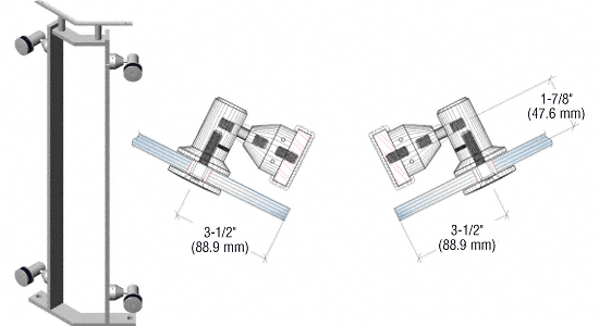 C.R. Laurence CRL P8 Series 36&quot; Polished Stainless 135 Degree Angle Post Fixed Fitting Railing Kit | P8F36APS