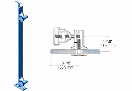 C.R. Laurence CRL P8 Series 36&quot; Custom Finish End Post Fixed Fitting Railing Kit | P8F36EC