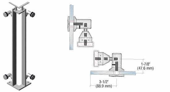 C.R. Laurence CRL Polished Stainless P8 Series 36&quot;  Corner Post Fixed Fitting Railing Kit | P8F36LPS