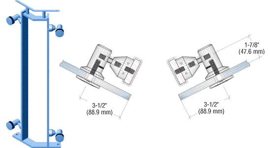 C.R. Laurence CRL P8 Series 42&quot; Custom Finish 135 Degree Angle Post Fixed Fitting Railing Kit | P8F42AC