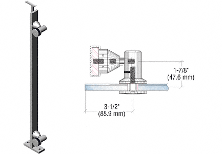 C.R. Laurence CRL Brushed Stainless P8 Series 42&quot; End Post Fixed Fitting Railing Kit | P8F42EBS