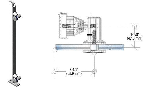 C.R. Laurence CRL Brushed Stainless P8 Series 36&quot; End Post Swivel Fitting Railing Kit | P8S36EBS