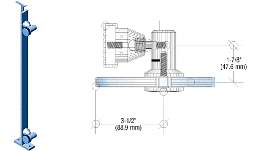 C.R. Laurence CRL P8 Series 36&quot; Custom Finish End Post Swivel Fitting Railing Kit | P8S36EC