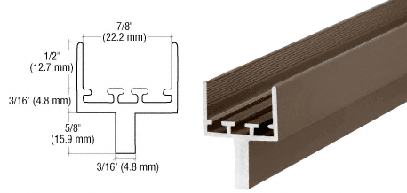 C.R. Laurence CRL 7/8&quot; Bronze Anodized Insulating Glass Center Set Patio Door Adapter - 12ft Long | PA200BRZ
