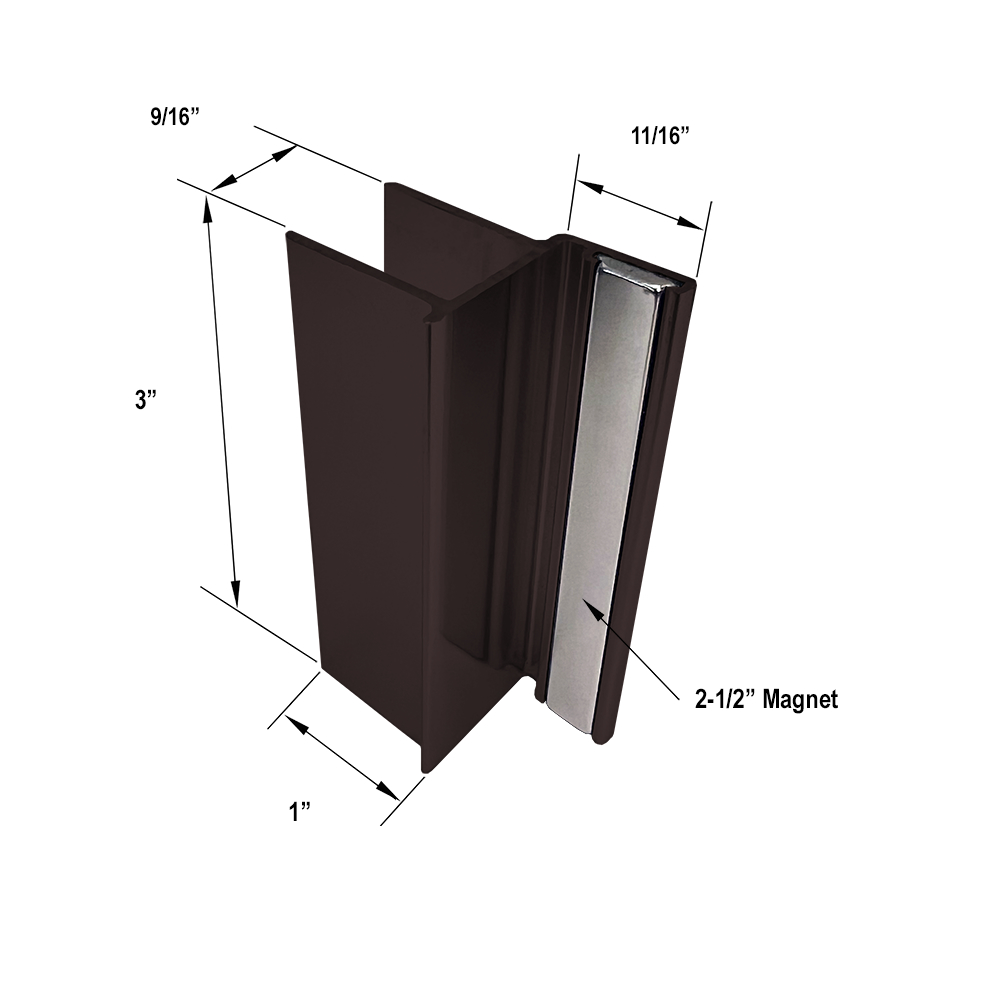 Gordon Glass&#174; Oil Rubbed Bronze 3&quot; U-Channel with 2-1/2&quot; Magnet for 1/2&quot; Glass Shower Doors | PAAORB