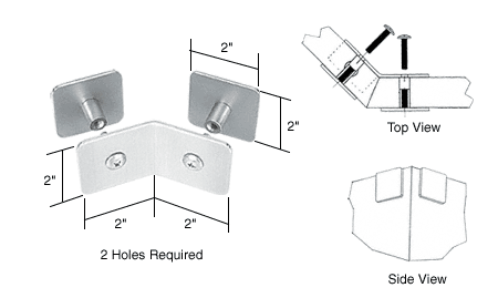 C.R. Laurence CRL Brushed Stainless Finish Bullet Resistant Protective Barrier System 135&amp;#176; Top or Mid-Mount Outside Clamp | PB006BS