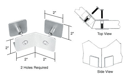 C.R. Laurence CRL Polished Stainless Finish Bullet Resistant Protective Barrier System 135&amp;#176; Bottom Mount Outside Clamp | PB007PS