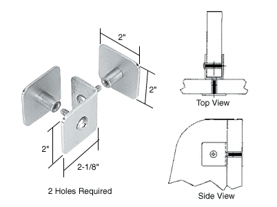 C.R. Laurence CRL Polished Stainless Finish Bullet Resistant Protective Barrier System Top or Mid-Mount Buttress or Baffle Clamp | PB010PS