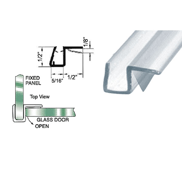 CRL &quot;h&quot; Panel Seal with Vinyl Cushion Fin for 90 Degree Application for 5/16&quot; Glass - 95 in long | PCJ8