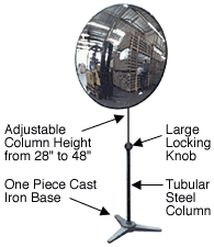 SEEALL 12&quot; Diameter Pedestal Mount Acrylic Convex Mirror | PED12
