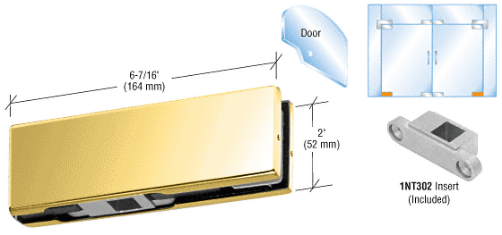 C.R. Laurence CRL Polished Brass Finish Bottom Door Patch with INT302 Insert | PH10DBR