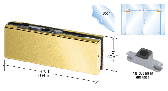 C.R. Laurence CRL Polished Brass Finish Top Door Patch Fitting with INT303 Insert | PH21ABR