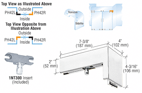 C.R. Laurence CRL Polished Stainless Finish 90&amp;#176; Right Hand Sidelite Patch with INT300 Insert | PH42RPS
