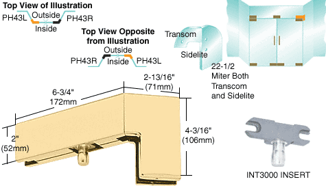 C.R. Laurence CRL Polished Brass 135&amp;#176; Right Hand Sidelite Patch with 1NT300 Insert | PH43RBR