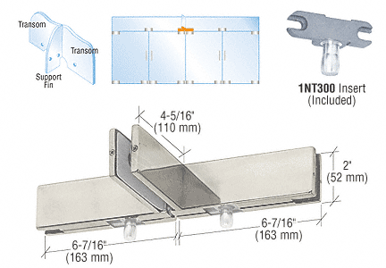 C.R. Laurence CRL Brushed Stainless Finish Double Transom Patch with Fin &amp; Two INT300 | PH51BS