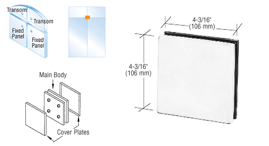 C.R. Laurence CRL Aluminum Finish 4-Way Patch Connector | PH80A