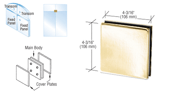 C.R. Laurence CRL Polished Brass Finish 4-Way Patch Connector | PH80BR