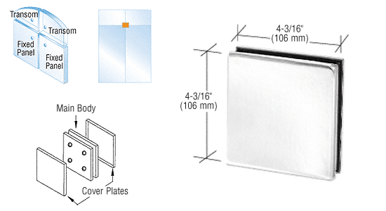C.R. Laurence CRL Polished Stainless Finish 4-Way Patch Connector | PH80PS