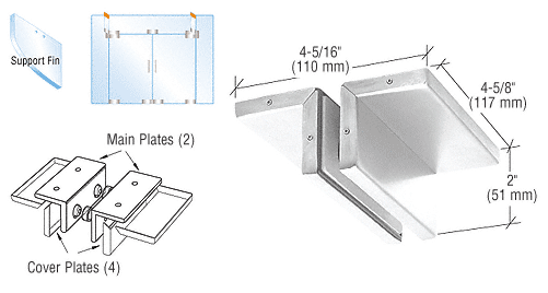 C.R. Laurence CRL Polished Stainless Finish Ceiling Mounted Support Fin Bracket Patch Fitting | PH94PS