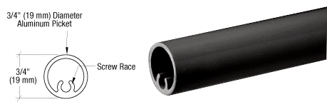 C.R. Laurence CRL Matte Black 200, 300, 350,  and 400 Series Round Picket | PKTR241BL