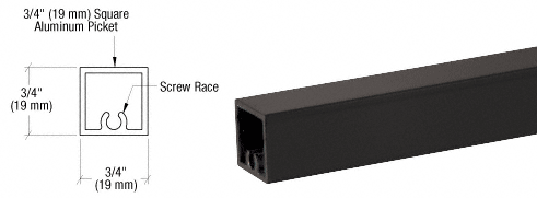 C.R. Laurence CRL Matte Black 200, 300, 350, and 400 Series Square Pickets | PKTS241BL