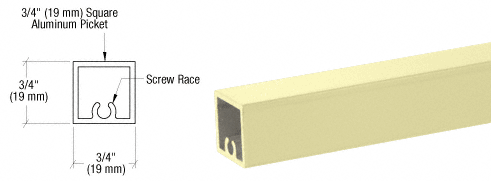 C.R. Laurence CRL Chromate 200, 300, 350, and 400 Series Square Pickets- 20&#39;-1&quot; Long | PKTS241CRM