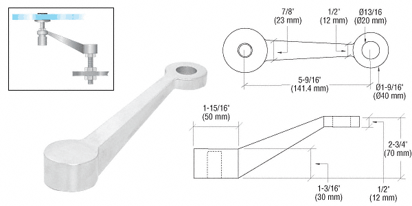C.R. Laurence CRL Polished Stainless Single Long Arm Heavy Duty Post or Column Mount Spider Fitting | PMH1LPS