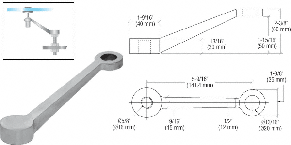 C.R. Laurence CRL Brushed Stainless Regular Duty Single Long Arm Column Mount Spider | PMR1LBS
