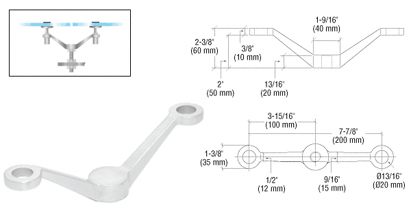 C.R. Laurence CRL Polished Stainless Regular Duty Double Arm Column Mount Spider | PMR2PS
