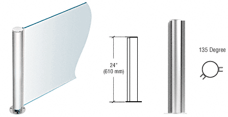 C.R. Laurence CRL 24&quot; Round Polished Stainless PP08 Elegant Series Counter/Partition 135 Degree Post | PP0824APS