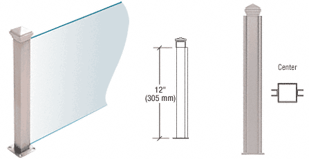 C.R. Laurence CRL Brushed Stainless 12&quot; High 1-1/2&quot; Square PP44 Elegant Series Counter/Partition Center Post | PP4412CBS