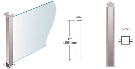 C.R. Laurence CRL Polished Stainless 12&quot; High 1-1/2&quot; Square PP44 Elegant Series Counter/Partition Center Post | PP4412CPS