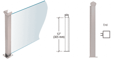 C.R. Laurence CRL Brushed Stainless 12&quot; High 1-1/2&quot; Square PP44 Elegant Series Counter/Partition End Post | PP4412EBS
