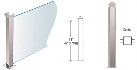 C.R. Laurence CRL Polished Stainless 24&quot; High 1-1/2&quot; Square PP44 Elegant Series Counter/Partition Center Post | PP4424CPS