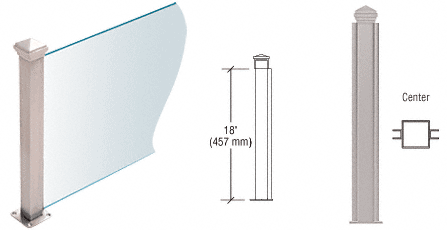 C.R. Laurence CRL Brushed Stainless 18&quot; High 1-1/2&quot; Square PP44 Elegant Series Counter/Partition Center Post | PP44CBS