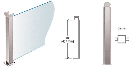 C.R. Laurence CRL Polished Stainless 18&quot; High 1-1/2&quot; Square PP44 Elegant Series Counter/Partition Center Post | PP44CPS