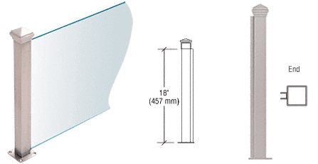 C.R. Laurence CRL Brushed Stainless 18&quot; High 1-1/2&quot; Square PP44 Elegant Series Counter/Partition End Post | PP44EBS