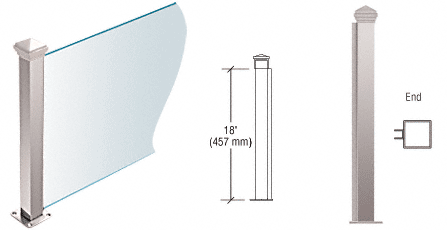 C.R. Laurence CRL Polished Stainless 18&quot; High 1-1/2&quot; Square PP44 Elegant Series Counter/Partition End Post | PP44EPS