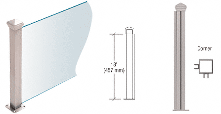 C.R. Laurence CRL Brushed Stainless 18&quot; High 1-1/2&quot; Square PP44 Elegant Series Counter/Partition Corner Post | PP44LBS