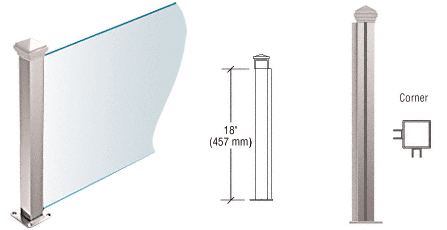 C.R. Laurence CRL Polished Stainless 18&quot; High 1-1/2&quot; Square PP44 Elegant Series Counter/Partition CornerPost | PP44LPS