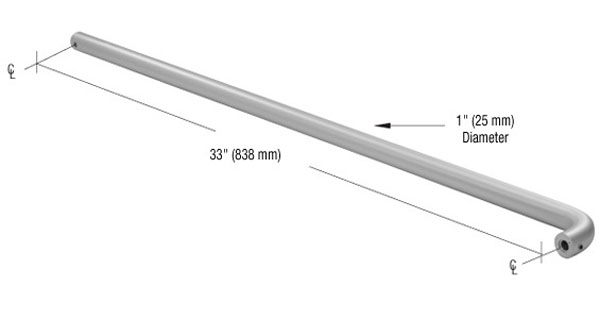 CRL Clear Anodized Finish Astral Aluminum Push Bar for 36&quot; Off-Set Hung Door | PR0341136