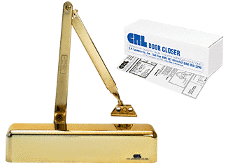 C.R. Laurence CRL PR72 Bright Gold Finish Delayed Action Adjustable Spring Power Size 1/2 to 4 Surface Mount Door Closer | PR72DABG