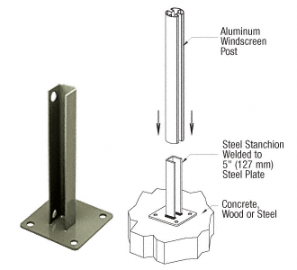 C.R. Laurence CRL AWS Beige Gray 90 Degree Round Welded Steel Surface Mount Stanchion | PSB2ABGY
