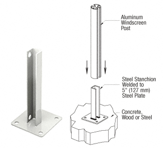 C.R. Laurence CRL AWS Sky White 90 Degree Round Welded Steel Surface Mount Stanchion | PSB2AW