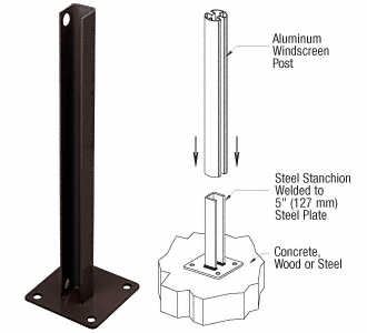 C.R. Laurence CRL AWS Bronze 90 Degree Welded Steel Surface Mount Stanchions For Round Corner Post | PSB2CBRZ